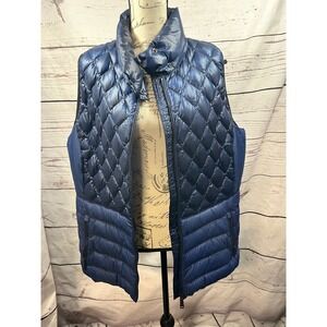 Calvin Klein Performance Womens 1X Navy Blue Quilted Premium Down‎ Puffer Vest